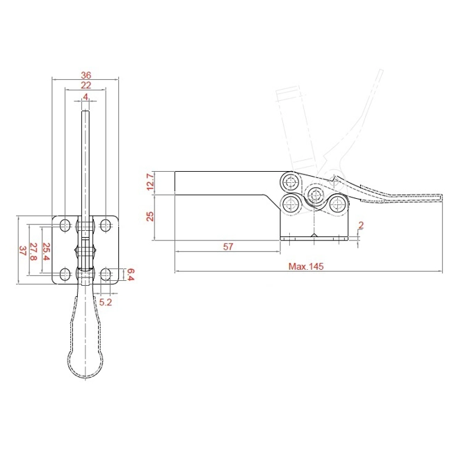 Vendita online Bloccaggio orizzontale base piatta braccio fisso 90 Kg.